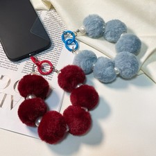 1x Universal Plush Pom-Pom Ball Lanyard Key Chain Phone lanyard Bag Pendant Cute