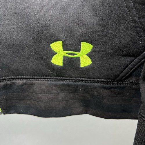 Under Armour Full Zip Hoodie Mens Size Small Black Neon Green Accents Colorblock - Picture 5 of 13