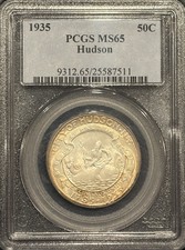 1935 HUDSON COMMEMORATIVE HALF DOLLAR PCGS MS65