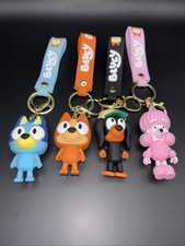 Set Of Four Bluey Character Keychains Bluey, Bingo, Coco, And Snickers 