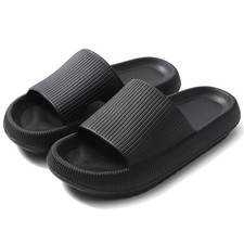 GIWONET Kids Clouds Sandals Boys Girls Toddler Slides 2-3 Big Kid, Black