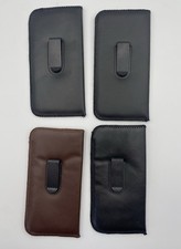 4 Vintage Mens Soft Faux Leather Eyeglass Case With Secure Clip Brown  Black