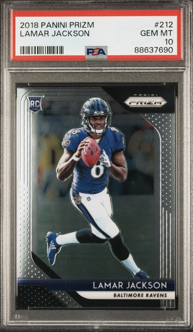 2018 Panini Prizm #212 Lamar Jackson Rookie PSA 10 Ravens