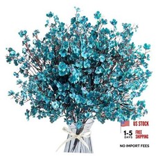 Babys Breath Artificial Flowers 8 Bundles Real Touch UV Resistant Peacock Blue