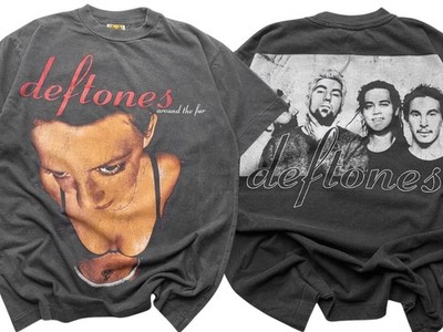 Vintage Deftones T shirt Around the Fur Black Faded Single Stitch REPRINT Sz XL