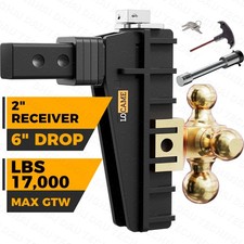 Adjustable Trailer Hitch Fits 2 Receiver 6 Drop Hitch Tri-ball Tow 17000 Lbs Adjustable Trailer Hitch Fits 2 Receiver 6 Drop Hitch Tri-ball Tow 17000 Lbs