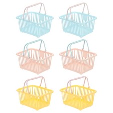 6PCS Mini Shopping Baskets with Handles Small Tiny Baskets, Blue Pink Yellow