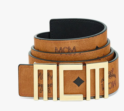 MCM Tech Belt Visetos  Cognac 1.5 inches