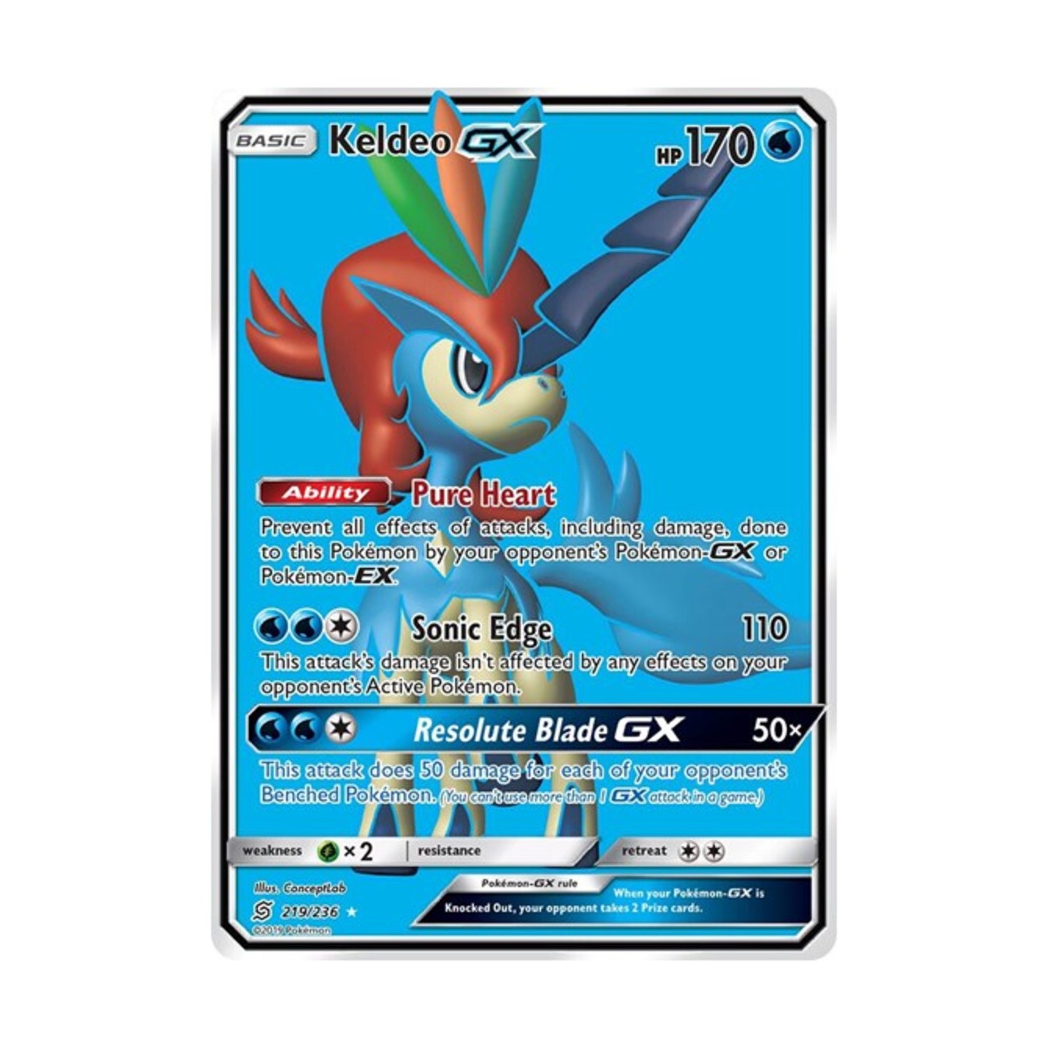 Pokemon SM - Unified Minds Keldeo GX (Full Art) (UR) #219/236 (Holo) NM