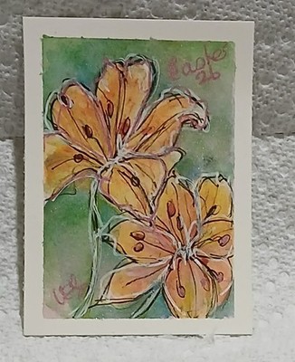 Giftable OOAK Watercolor ACEO Easter Lilies in Bloom Original Art
