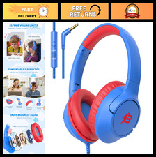 Kids Over Ear Headphones with Volume Limit, Foldable Wired Stereo Sound, Microph
