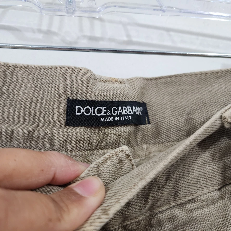Vintage Original Dolce Gabbana DG Logo Straight-Leg Denim Jeans Beige W40 L38 - Image 4 of 4