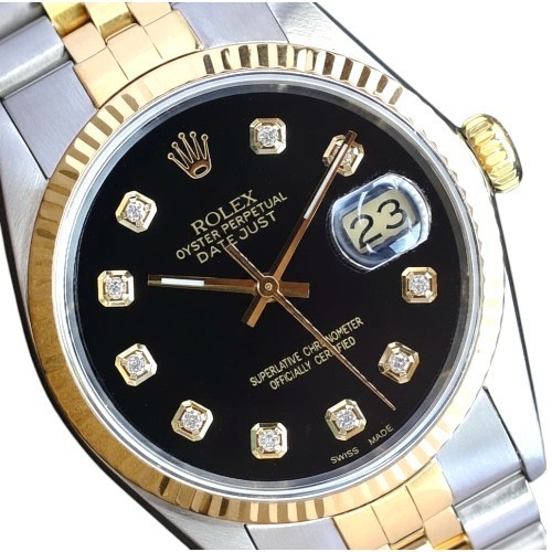 Rolex Datejust Two-Tone Black Fluted Jubilee