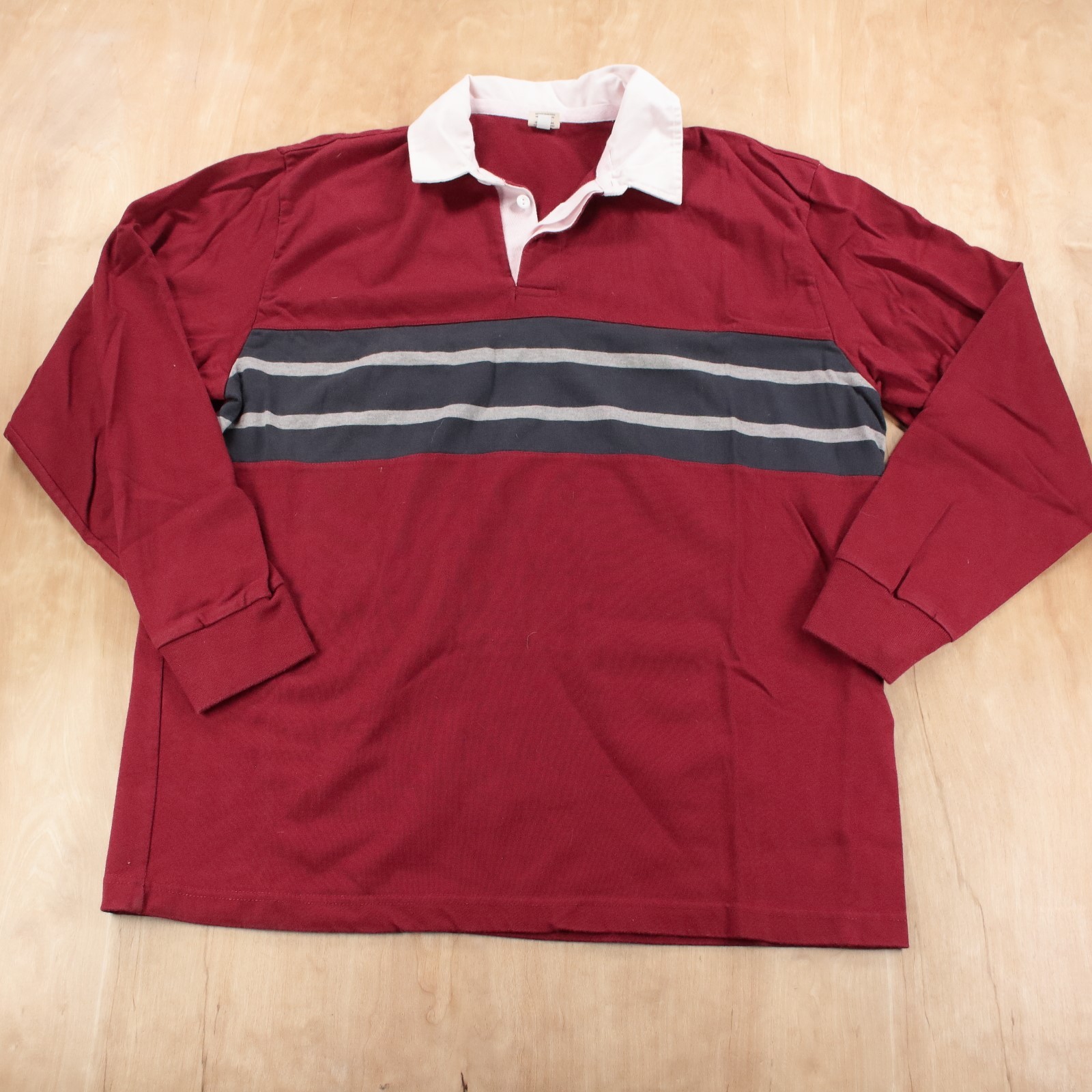 vtg y2k OLD NAVY striped cotton rugby polo shirt XL tag trad prep ivy skater