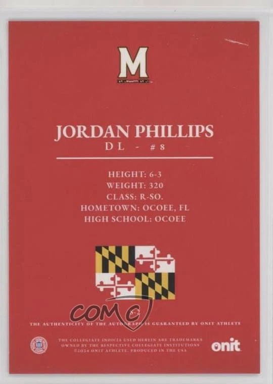 2024 University of Maryland Terrapins Signature Series /80 Jordan Phillips Auto - Image 2 of 2