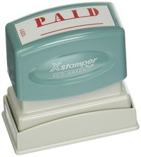 Xstamper R One-Color Title Stamp, Pre-Inked, "Paid", Eco 1/2" x 1-5/8"