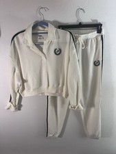 PINK Victoria's Secret White Fleece 2pc Sweatsuit Pullover Pants