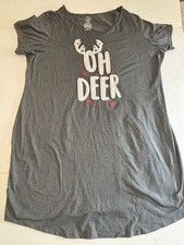   Oh Deer  Christmas Holidays Nightgown Sleep Shirt Soft Loungewear Tee L/XL