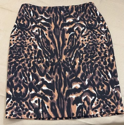 Talbots Leopard Tiger Animal Print Pencil Short Skirt  2P Mob Wife Fran Dresher