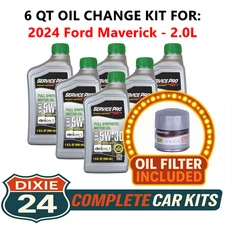 Fits: 2024 Ford Maverick 2.0L 6,000 Mile Synthetic Oil & Filter Kit (5W-30)
