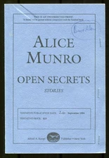 Alice MUNRO / Open Secrets Stories Uncorrected Proof 1st 1994