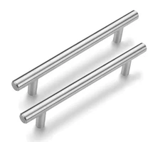 2-Pack 7.4" Euro-Style T-Bar Cabinet Pulls 5" CC Stainless Steel Handles