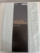M&S Pure Cotton Iris Spotty Dobby Bedding Set Size Double New Duck Egg