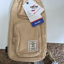 Champion Beige Sling Bag for Women with Padded Strap, Zipper  Logo Patch