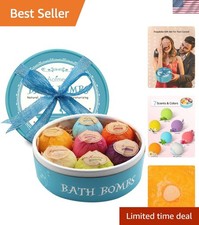 Bath Bombs, 7pcs Bubble Bath Bombs for Women, Natural Handmade Fizzies Gift S...