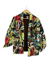 Chico's Open Jacket Tropical Womens Sz 3 22/24 Casual Office Corpcore Bright