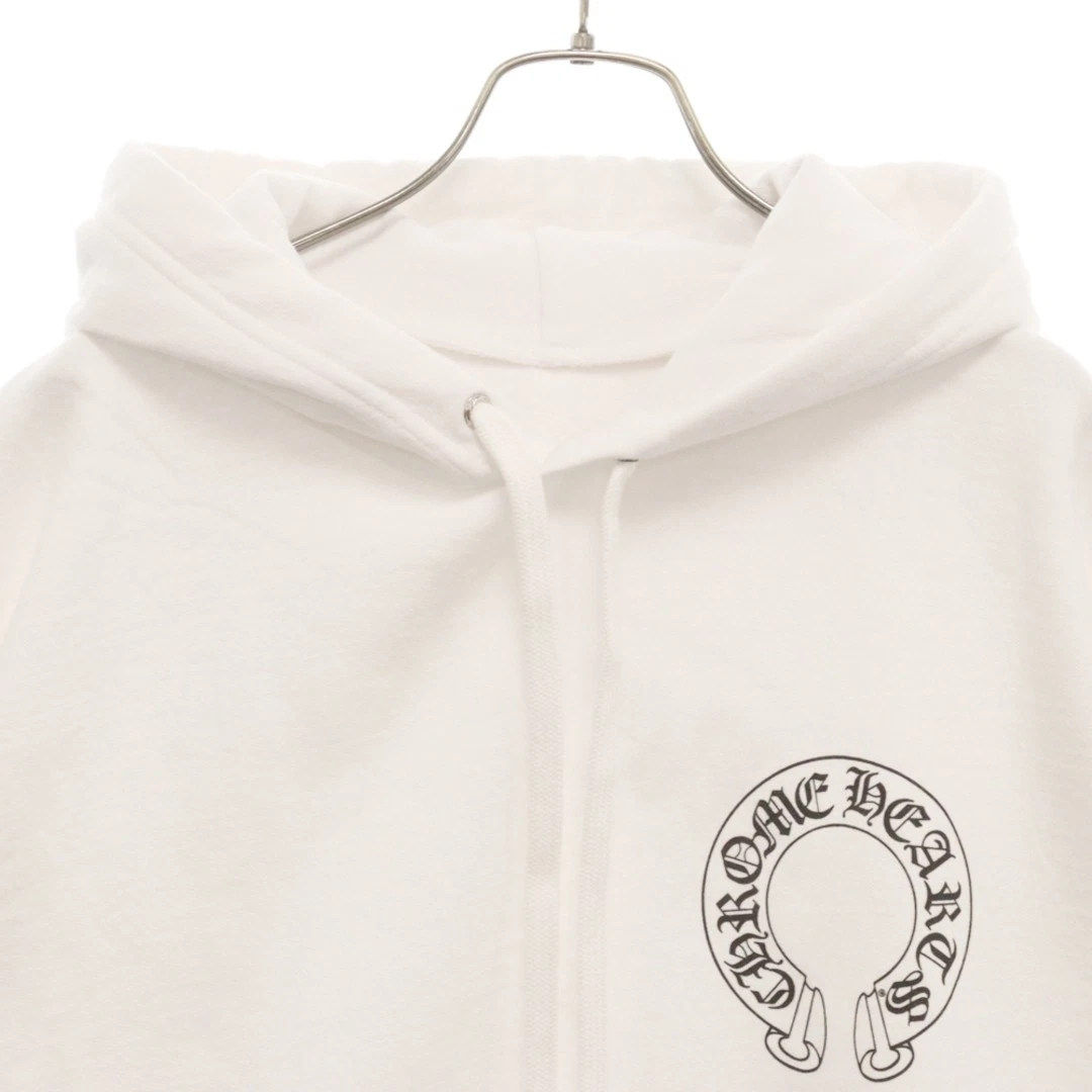 Felpa con cappuccio pullover croce floreale ferro di cavallo posteriore CHROME HEARTS WTSHRT PLVR bianca usata