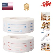 2 Rolls 1000 Pieces Removable Food Labels, 1 x 2 Inch Date Stickers for Freez...
