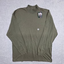 NWT Vintage 90s Trader Bay Men's XL Olive Green 100 Cotton Mock Neck Pullover