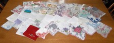 Lot of 42 Vintage Handkerchiefs Souvenir State Wedding Crochet Lipstick