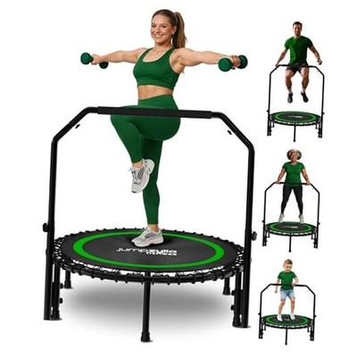 Rebounder Trampoline for Adults with Bar and Elastic Bands, 450/550 40'' Green