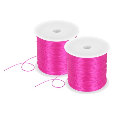 2 Rolls Elastic String for Bracelets, 0.8mm Stretch Bead Cord Rose Red, 120m