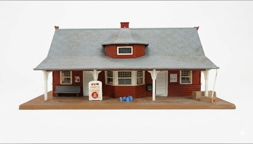 Estación de ciudad pequeña vintage Revell T-9001 H/O montada  | Zustand: Used
