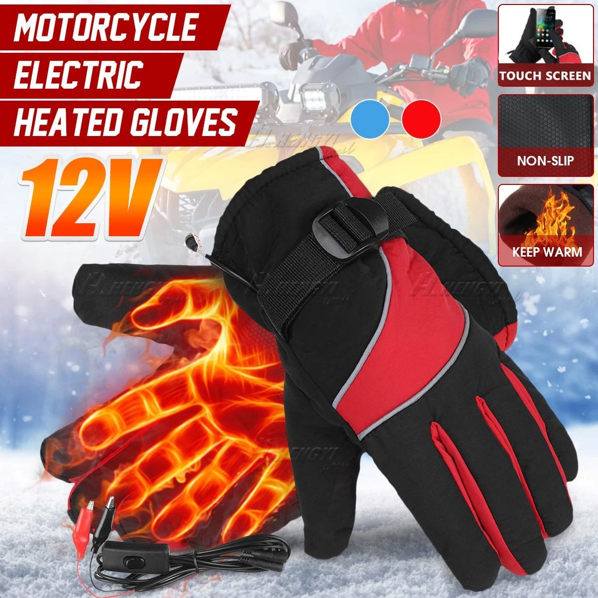 12V Motorcycle Gloves Motorbike Heated Glove Electric Waterproof Touch Screen