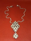 Rhinestone Dangle Choker Pendent Necklace MCM 1950’s Vintage VTG Costume Jewelry