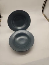 (2)Lindt Stymeist CRAFT WORKS RSO Green Stoneware 8 1/2" RIM SOUP BOWLS