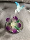 Hummingbird purple Flower And Mirror Bottom Glass figurine — photo 1