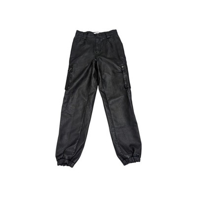 KanCan Rooney Ultra High Rise Faux Leather Joggers Pants Womens 24 Moto Biker