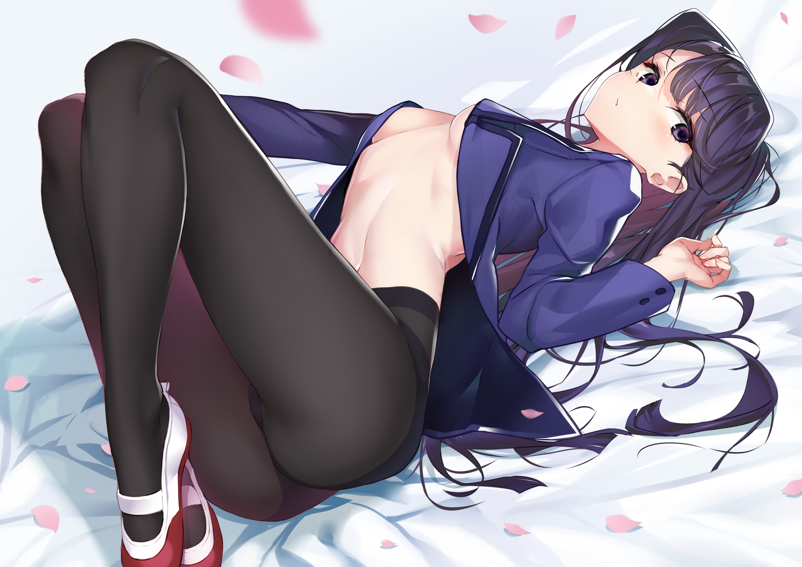 Anime girls looking at viewer  belly pantyhose long Playmat Gaming Mat Desk