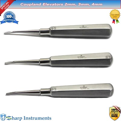 Coupland Elevators Curved Set 2mm, 3mm, 4mm Dental Tooth Extraction Instruments