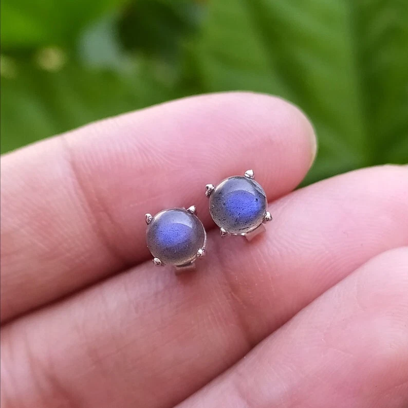 Pendiente de labradorita Blue Fire de plata de ley 925 para mujer Foto 2 de 4