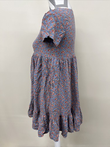New POLO Ralph Lauren Outlet II Blue Short Sleeve Flower Dress pockets Size 16 - Picture 4 of 9
