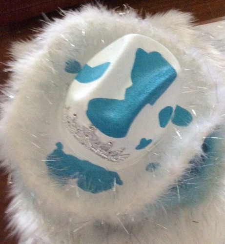 COWBOY HAT COWPRINT IN TEAL ALL OVER 