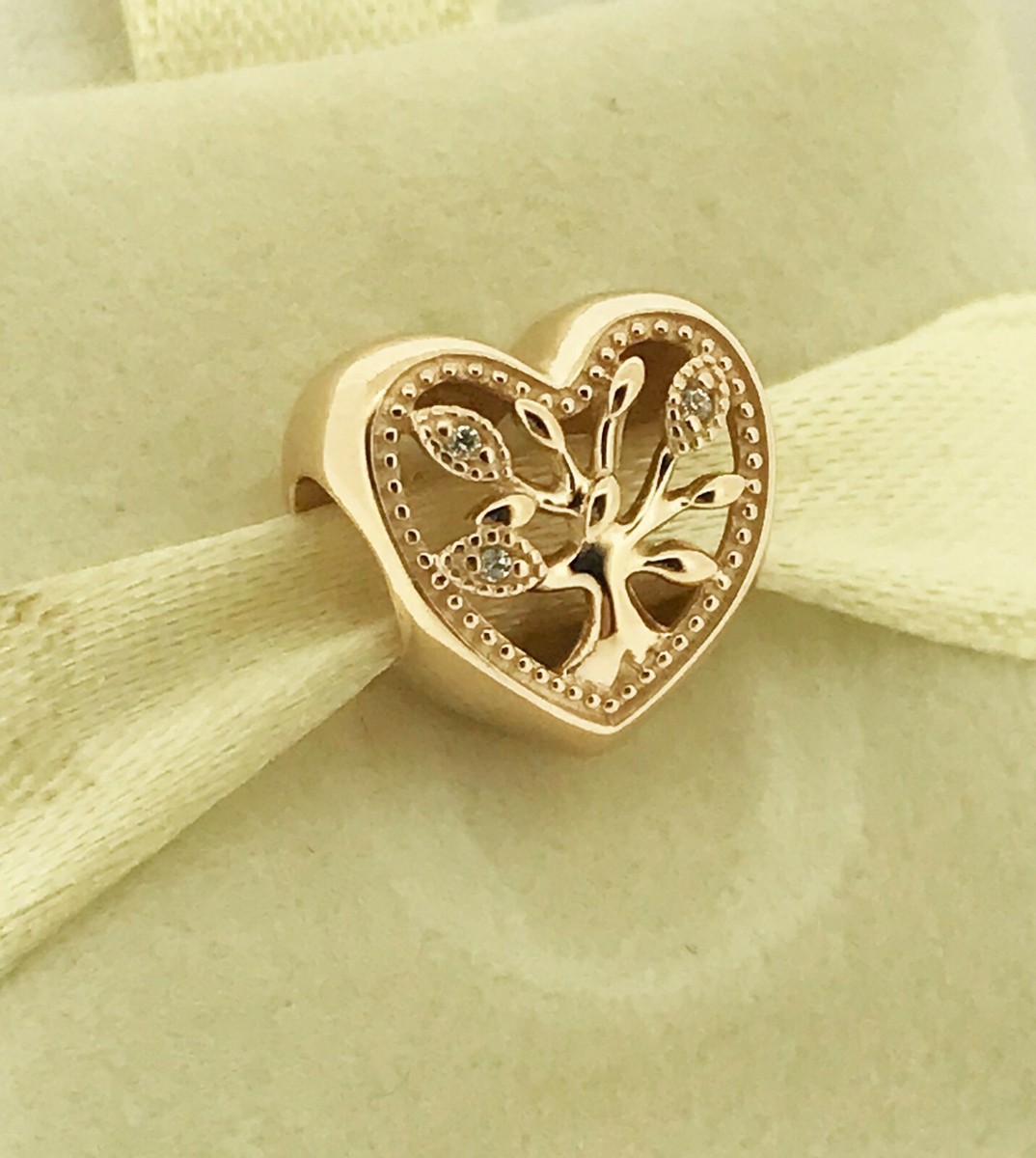 GENUINE PANDORA ROSE Family Tree Heart Charm 788826C01 FREE