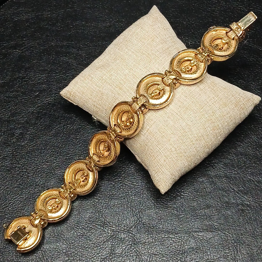 Ciner ブレスレット Vintage Signed CINER Bracelet Rhinestones Black Enamel