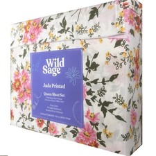 new Wild Sage Jada Print GARDEN FLORAL 225tc 100 Brushed Cotton QUEEN Sheet Set